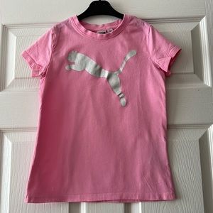 Girls Puma T Shirt Pink